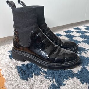 Loeffler Randall Men's Black Croc-Embossed Boots